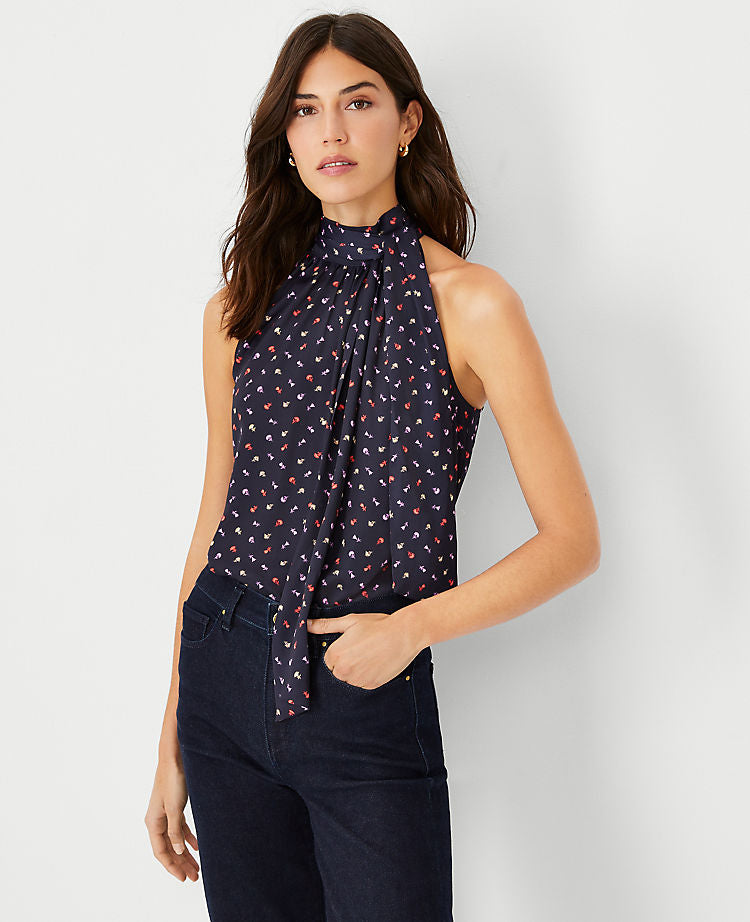 Floral Bow Halter Top