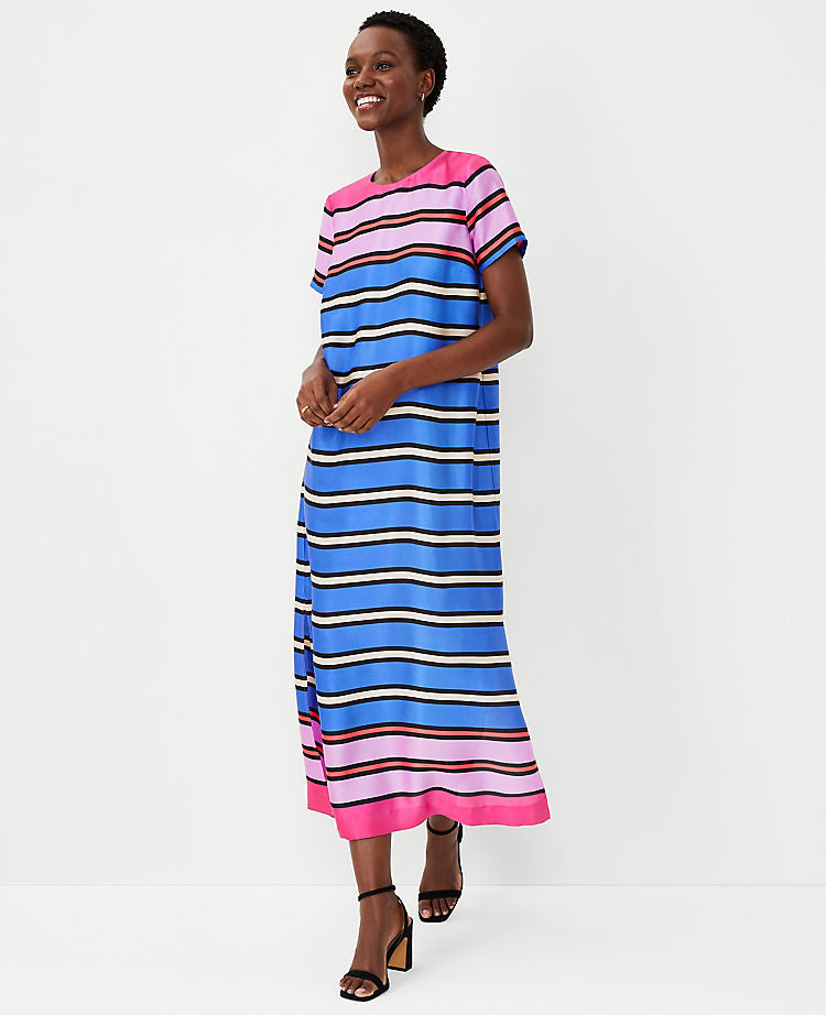 Robe longue rayée multicolore