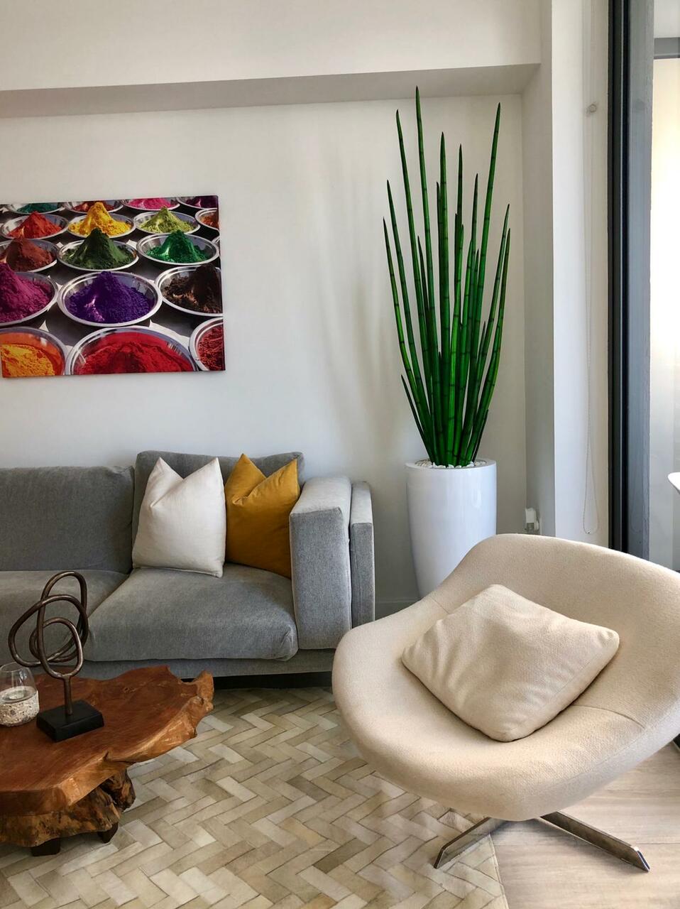 Snake grass (63″) with Dax L planter in glossy white