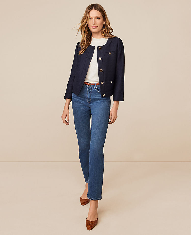Sculpting Pocket High Rise Straight Jeans in Classic Mid Wash