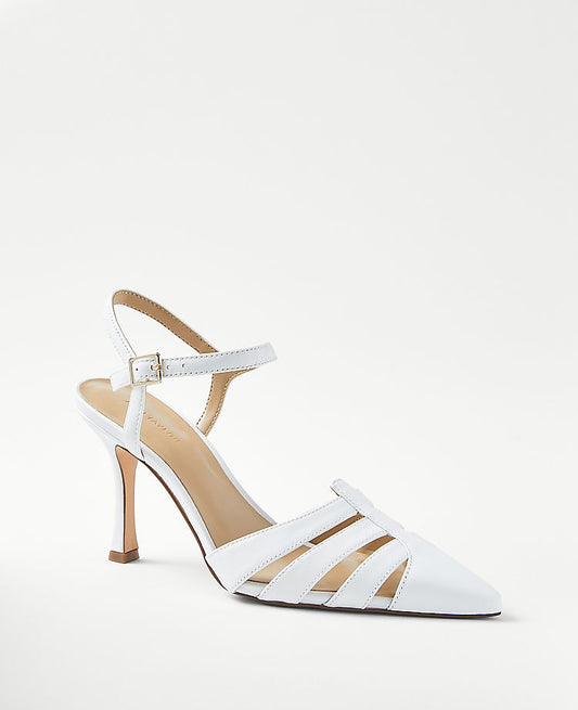 Escarpins à brides en cuir
