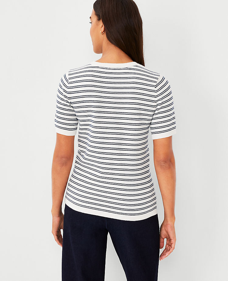 T-shirt-pull rayé à boutons sur l'épaule