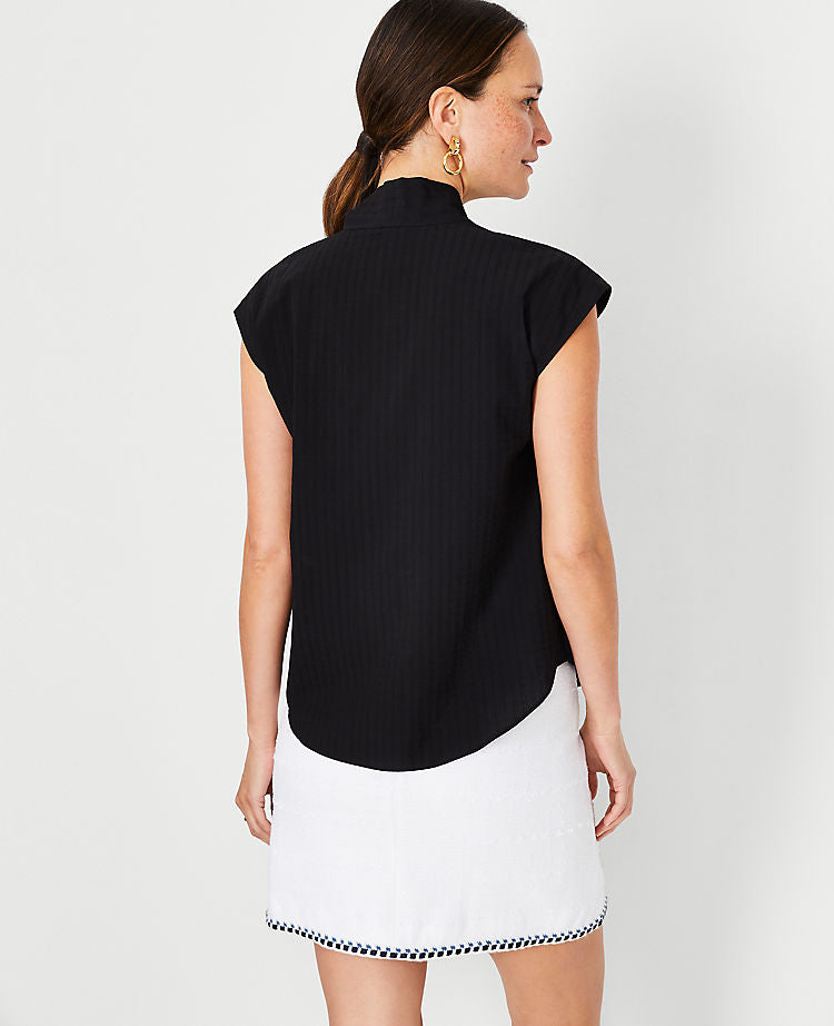 Tie Neck Cap Sleeve Top