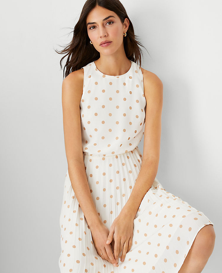 Polka Dot Pleated Flare Dress