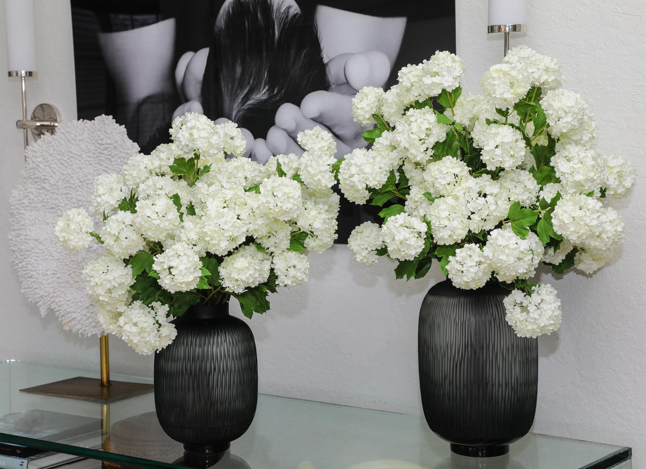 Vase Maximal Moyen avec Hortensias Boule de Neige Verts