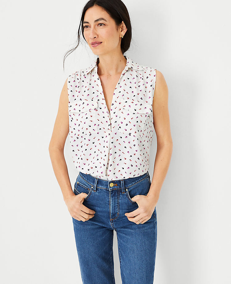 Chemise sans manches à motif floral