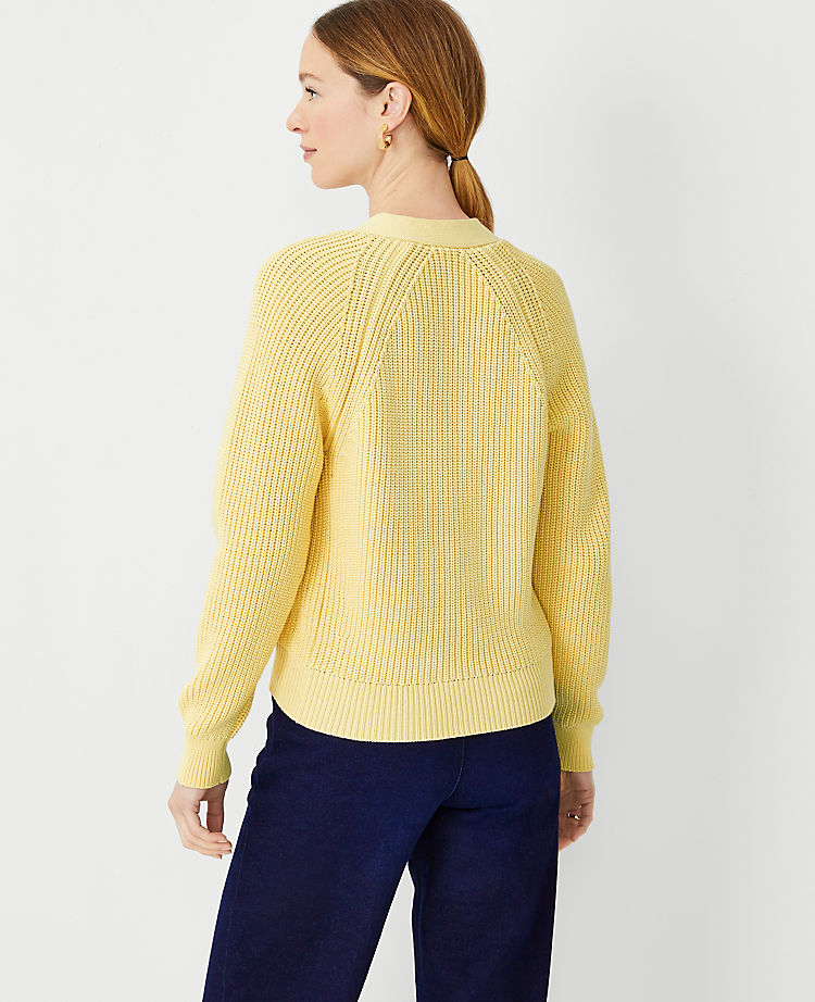 Cardigan à col en V, motif côtelé, coupe évasée