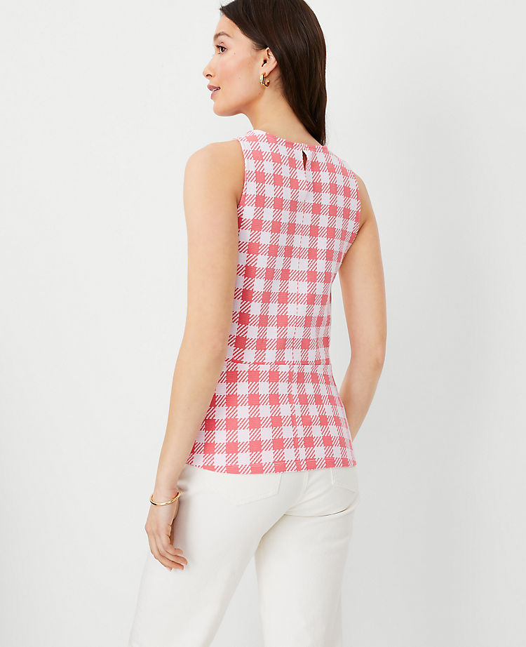 Kariertes strukturiertes Neckholder-Top