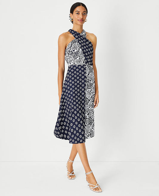 Robe cache-cœur dos nu à imprimé floral mélangé