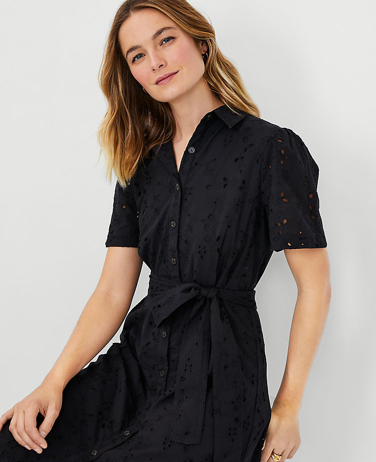 Hemdblusenkleid mit Ösen und Gürtel