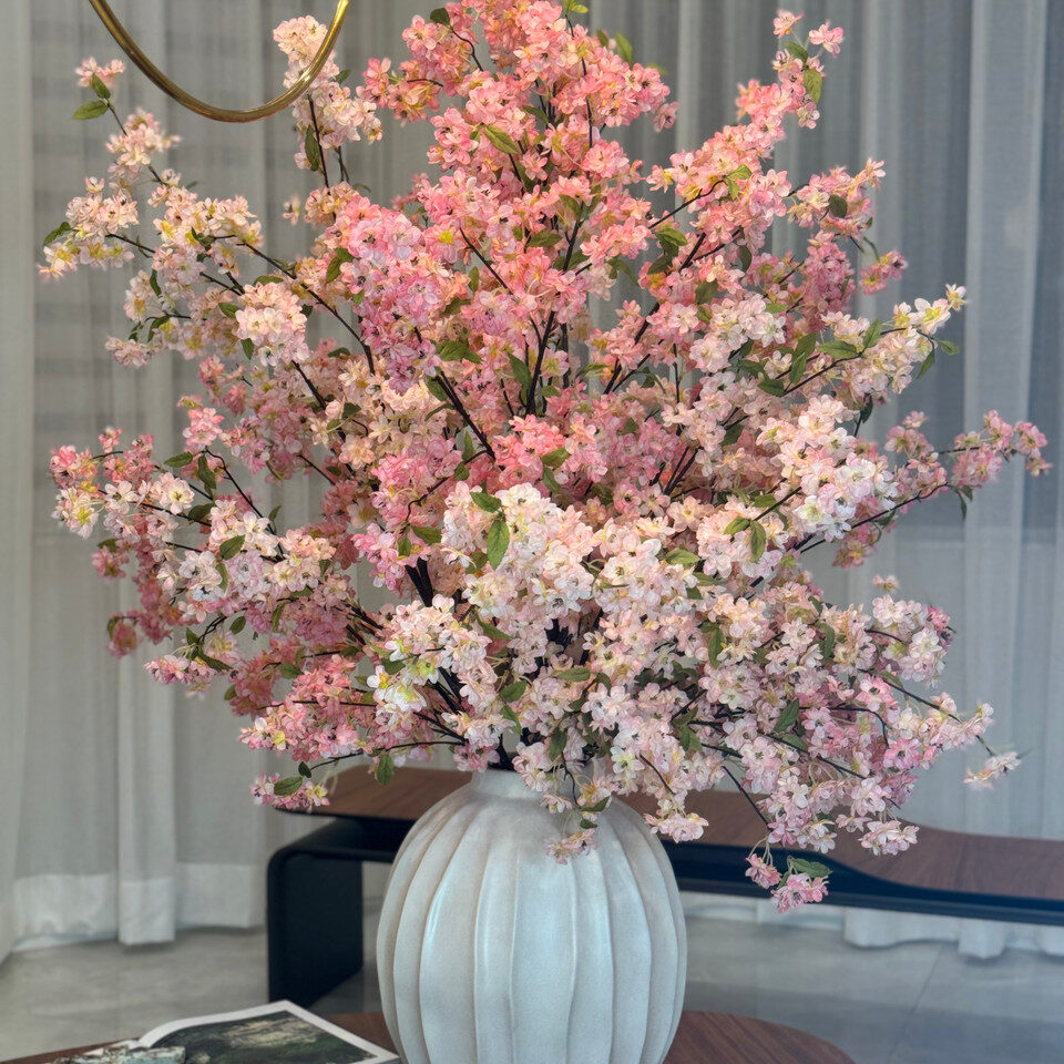 Astoria Vase with Pink Cherry Blossoms