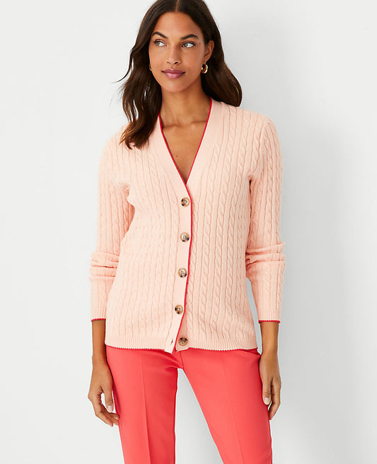 Gilet d'amie ample en maille torsadée bordé