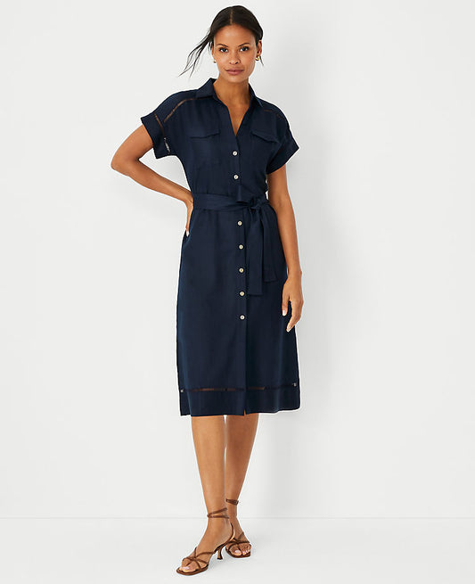 Hemdblusenkleid mit Ausschnitten an den Taschen