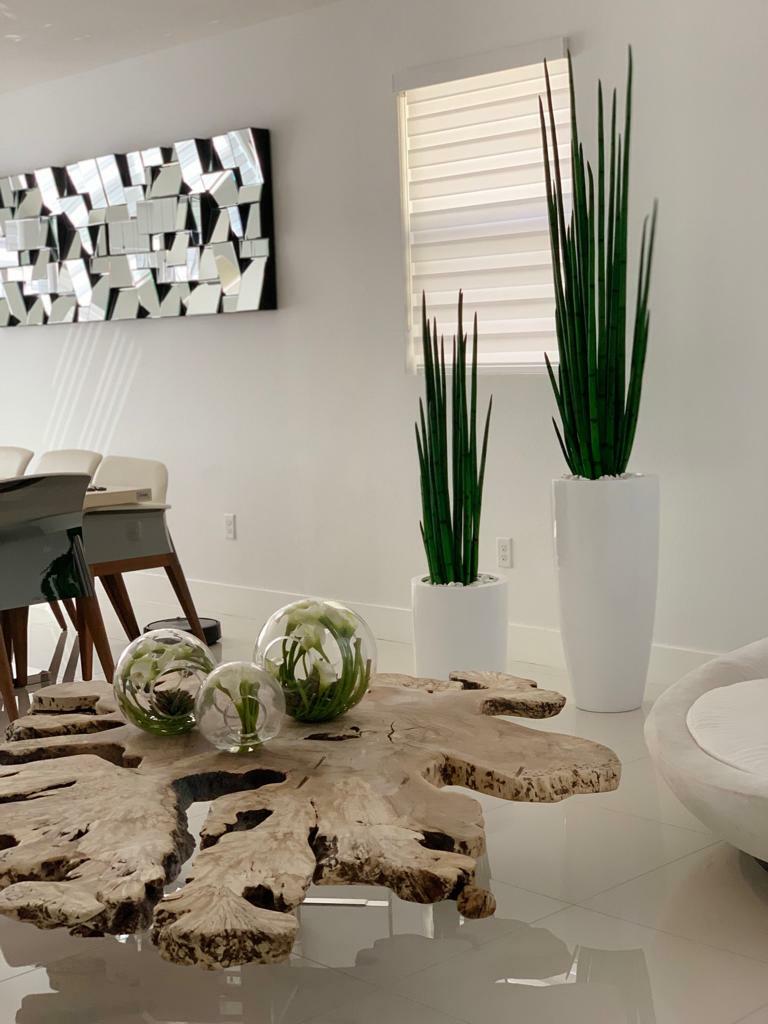 Snake grass (63″) with Dax L planter in glossy white