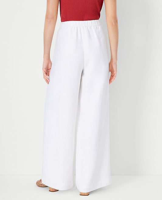Le pantalon palazzo en mélange de lin à enfiler