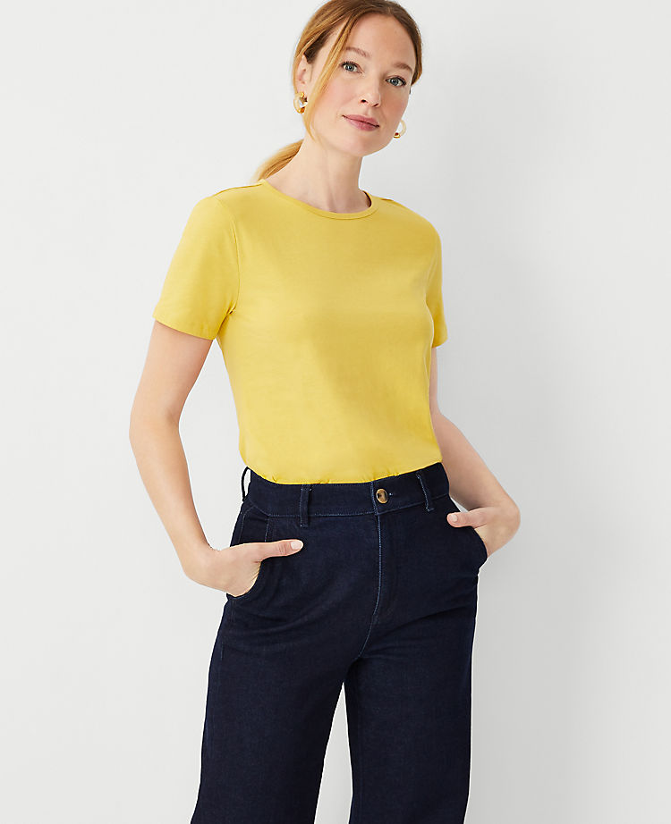 Pima-Baumwoll-T-Shirt mit Rundhalsausschnitt
