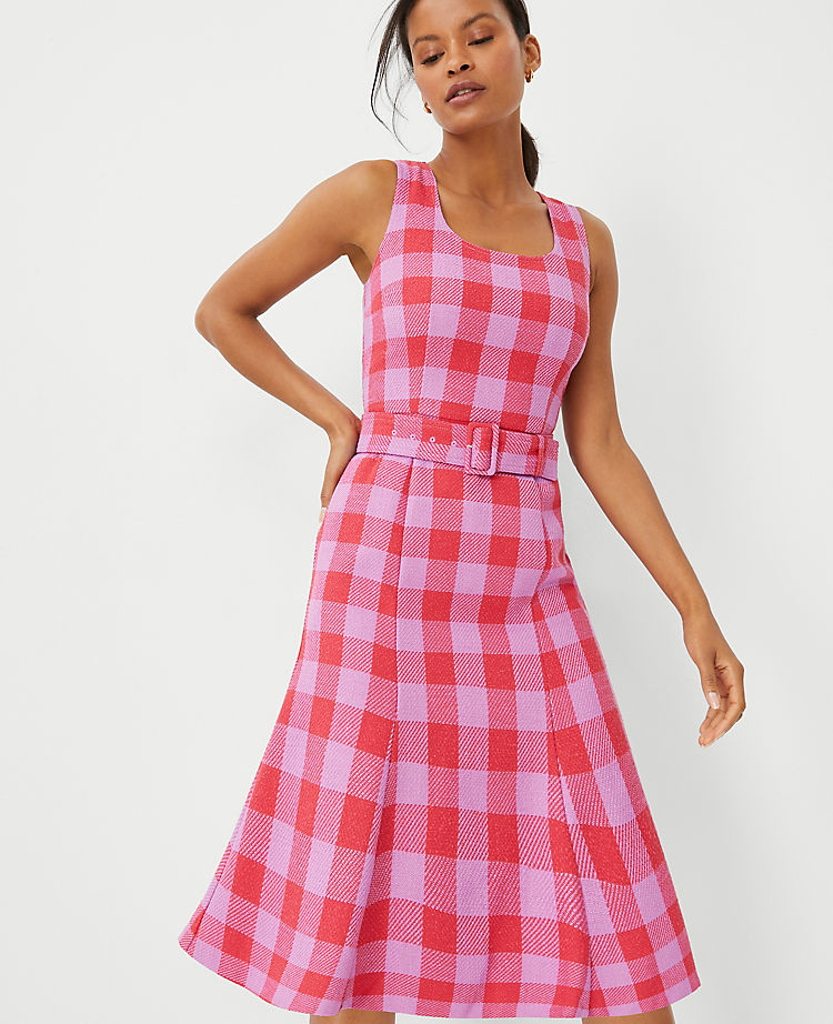 Plaid Belted Midi Dress