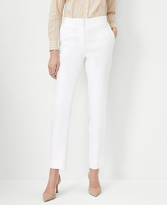 Le pantalon cheville Eva en mélange de lin à chevrons - Coupe galbée