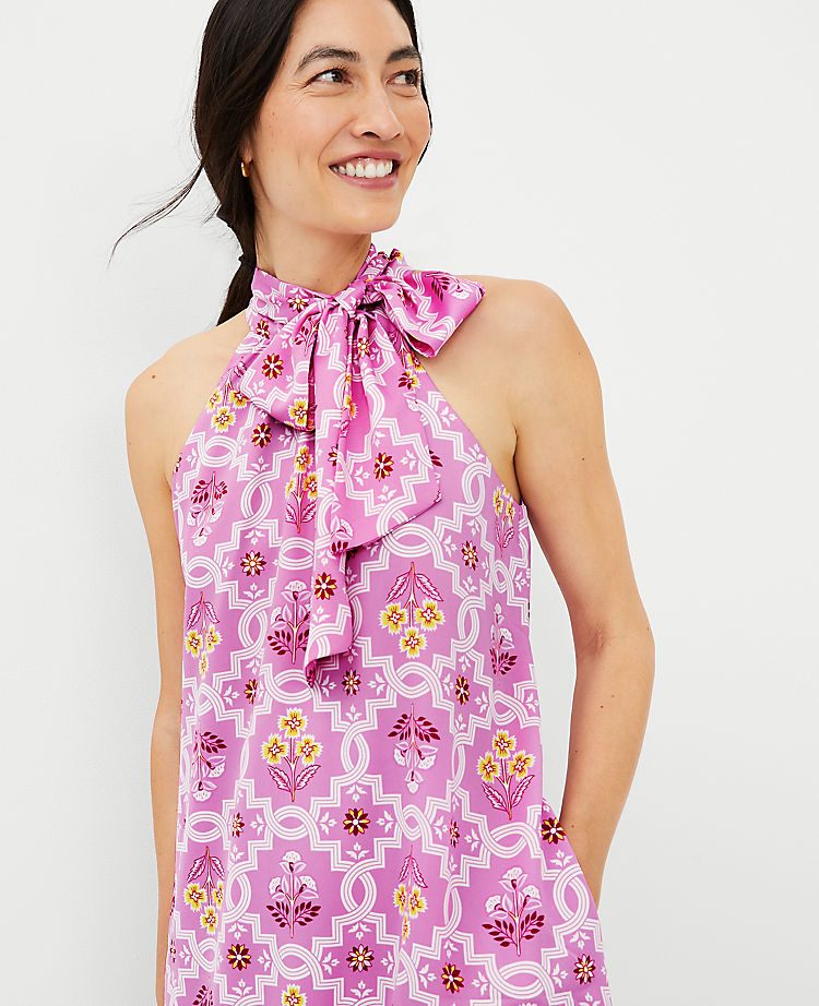Robe à imprimé carreaux et col noué