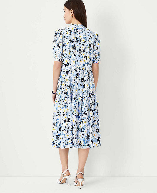Robe midi étagée fleurie