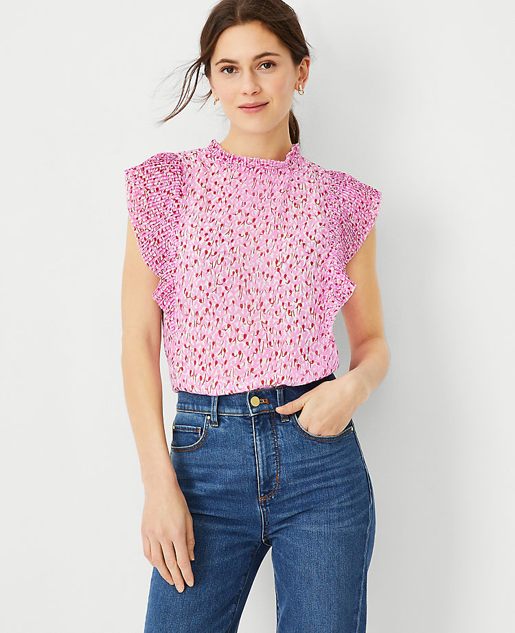 Haut à volants plissé floral