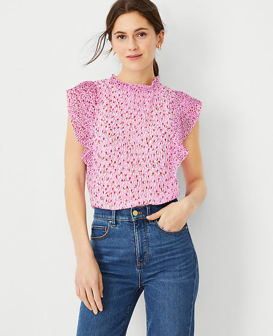 Haut à volants plissé floral