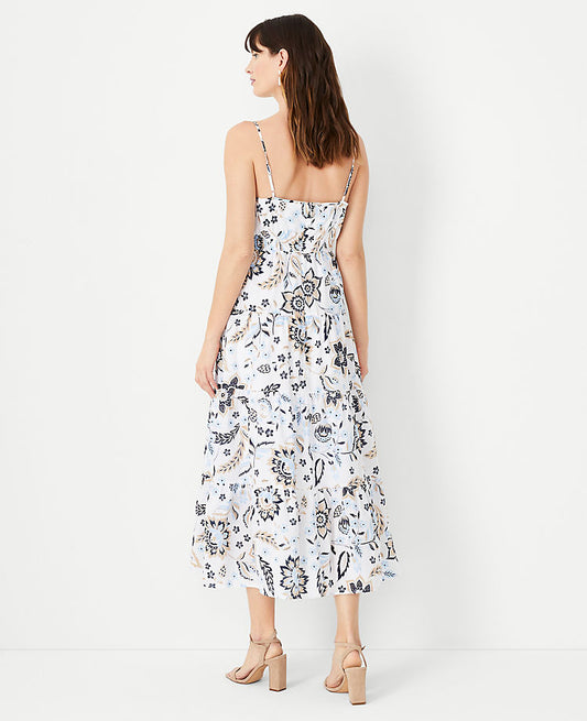 Robe évasée à bretelles étagées et imprimé floral