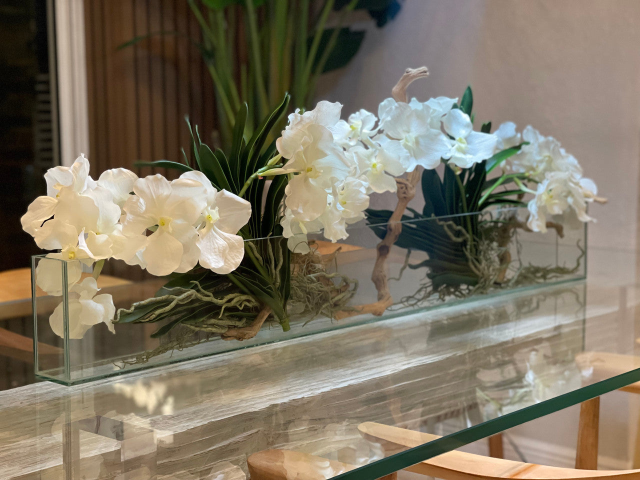 36″ Slim Casa Moderna with White Vanda Orchids.