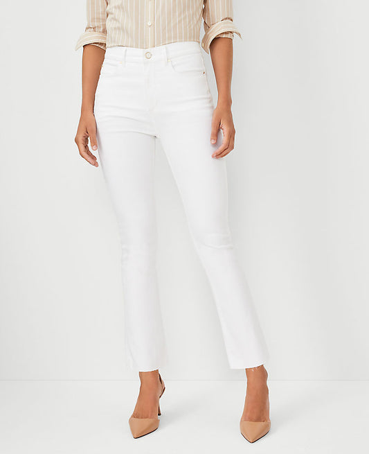 Jean boot crop taille haute sculptant en blanc