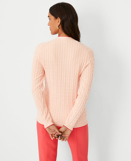 Gilet d'amie ample en maille torsadée bordé