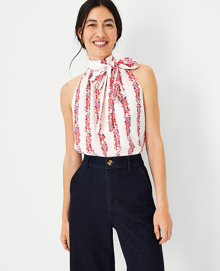 Blumen-Neckholder-Oberteil mit Schleife
