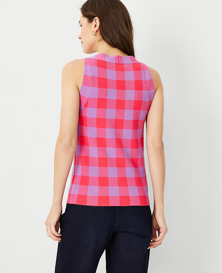 Débardeur en tricot à carreaux vichy