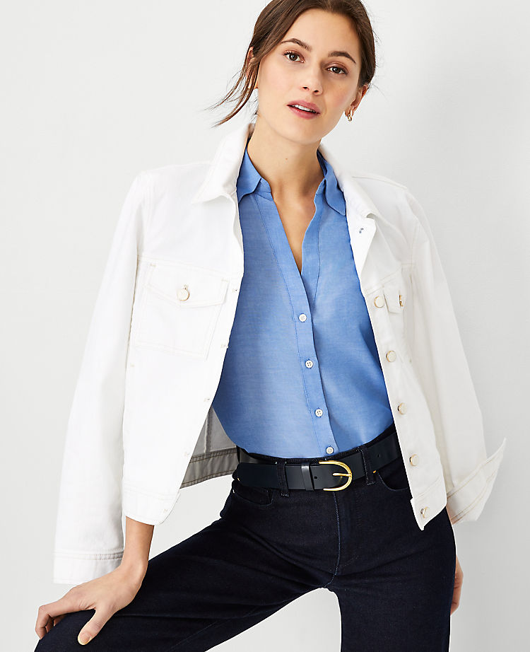 Chemise sans manches essentielle en chambray