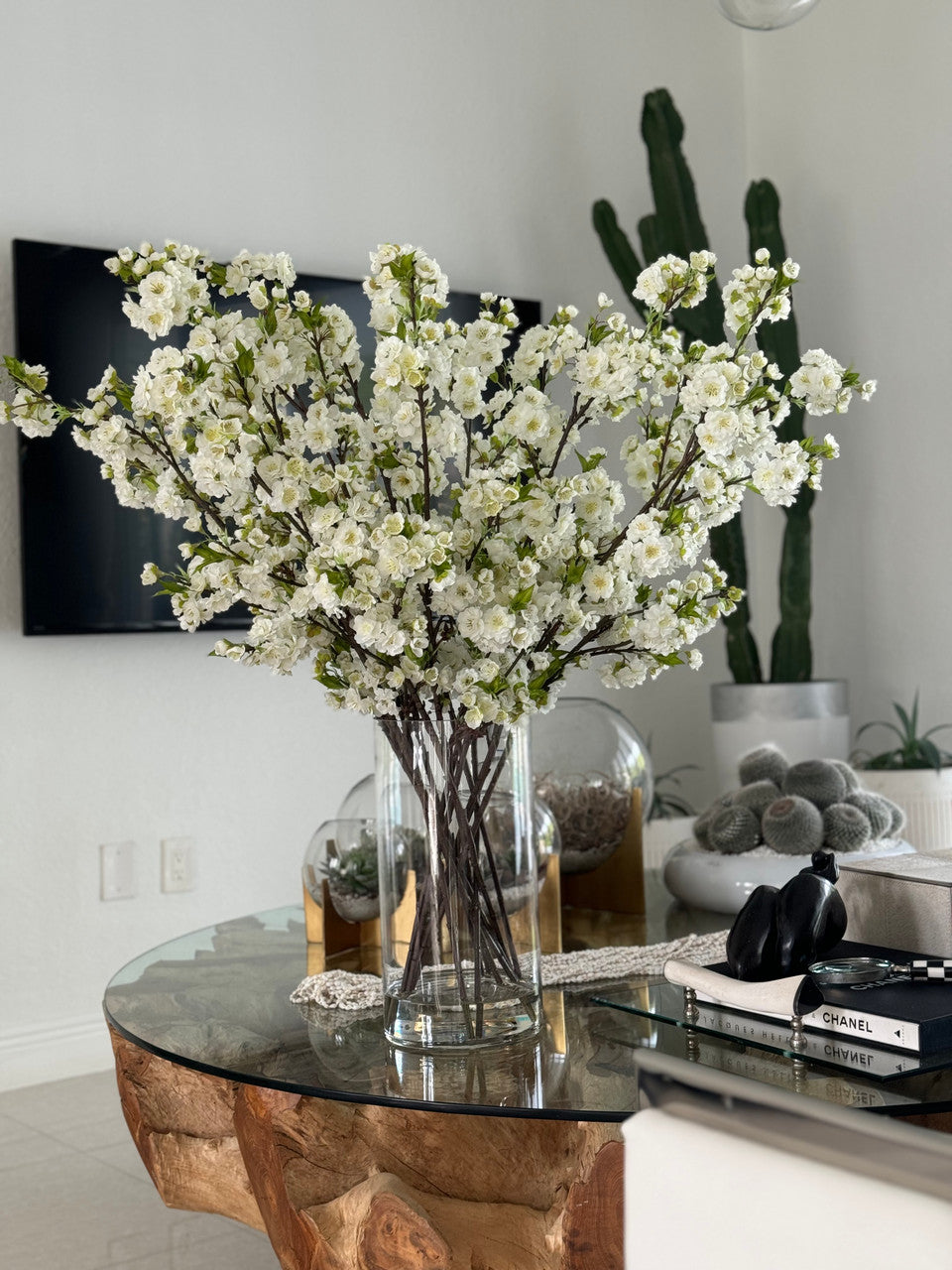 Cherry Blossoms in 16″ Glass Cylinder