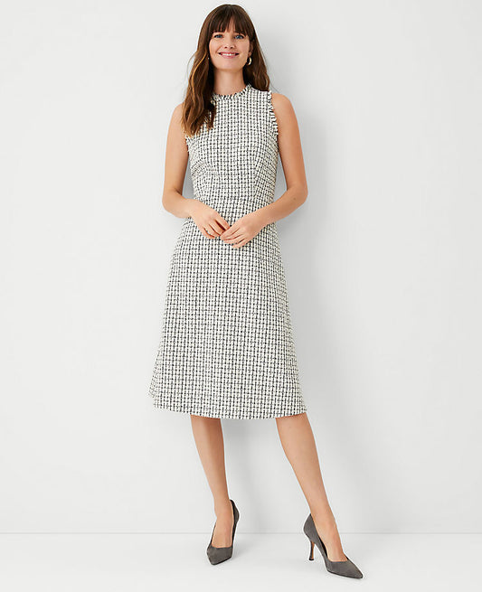 Robe midi en tweed