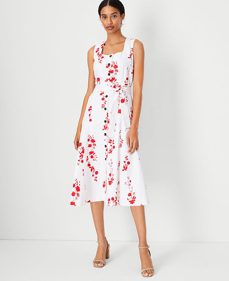 Robe patineuse boutonnée fleurie