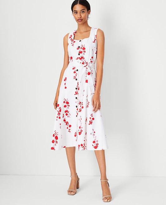 Robe patineuse boutonnée fleurie