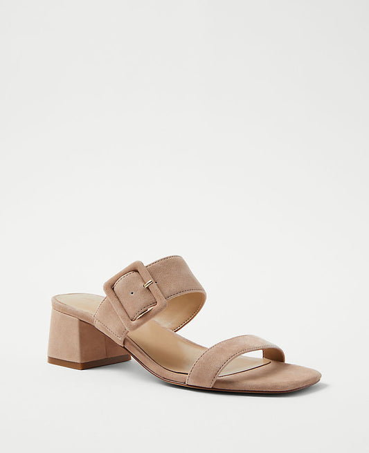 Sandales en suède à deux brides et boucles