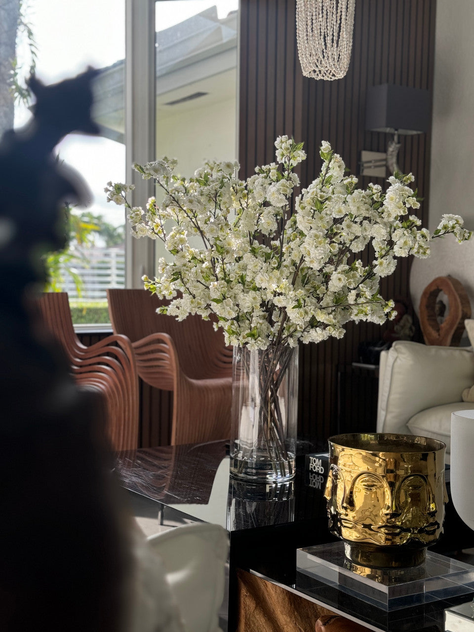 Cherry Blossoms in 16″ Glass Cylinder