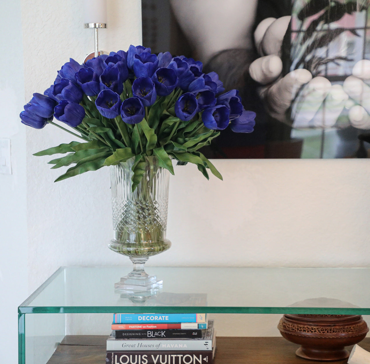 Blue Tulips in Cristo Urn