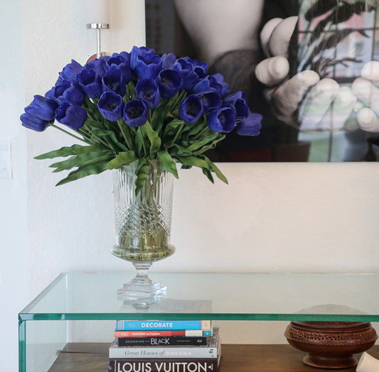 Blue Tulips in Cristo Urn