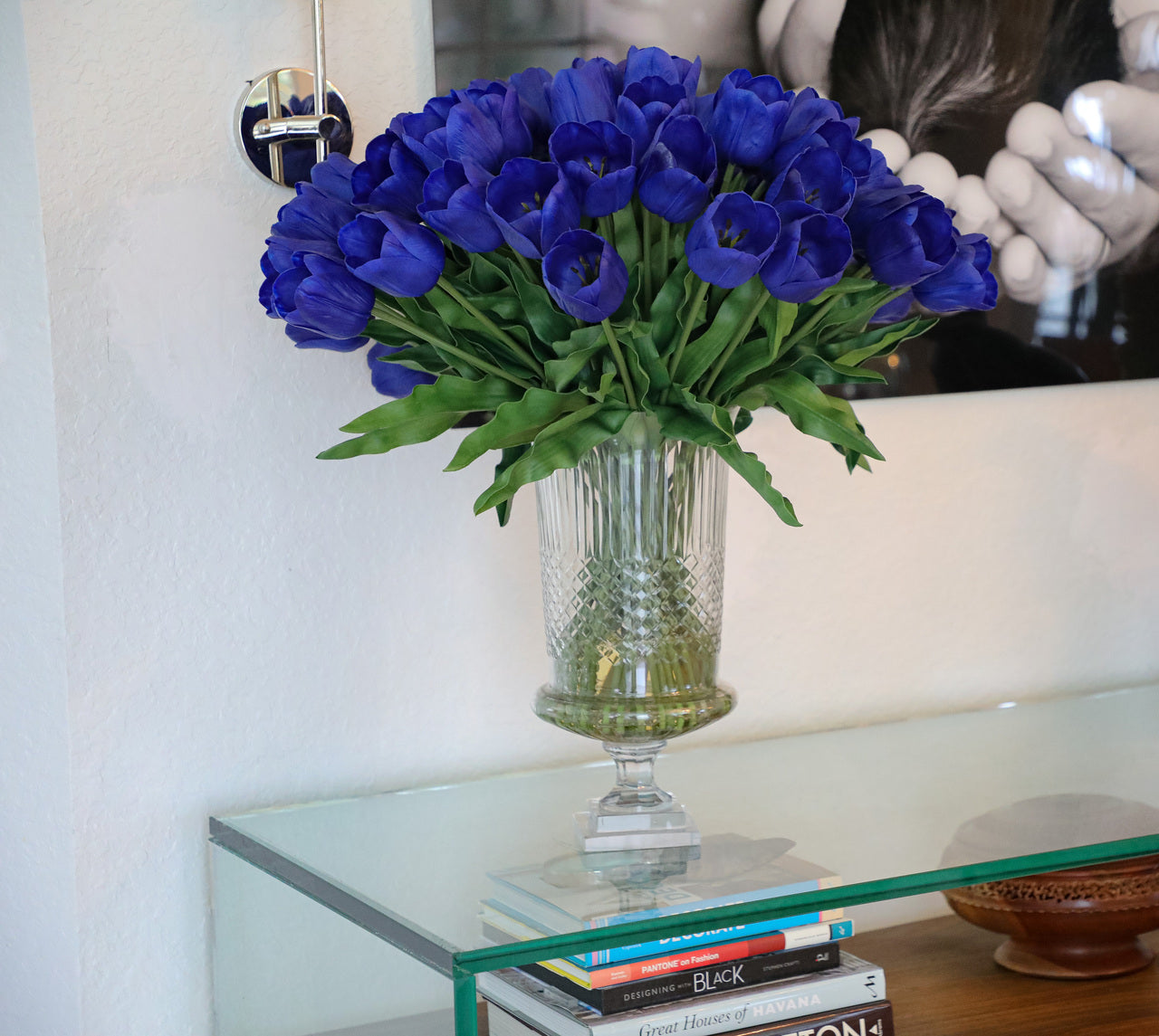 Blue Tulips in Cristo Urn