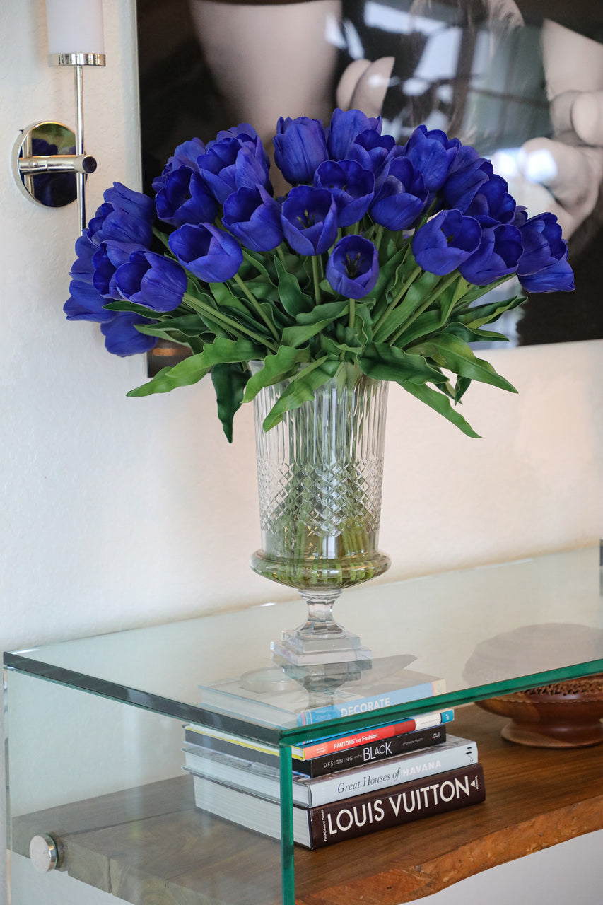 Blue Tulips in Cristo Urn