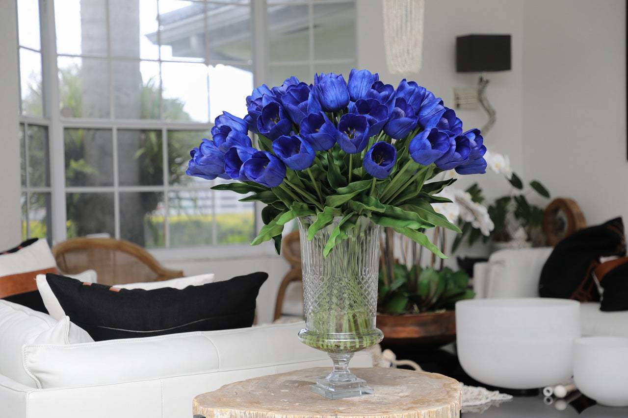 Blue Tulips in Cristo Urn