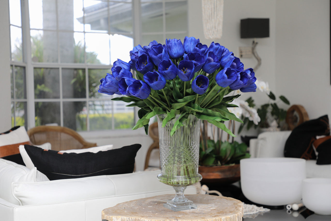 Blue Tulips in Cristo Urn