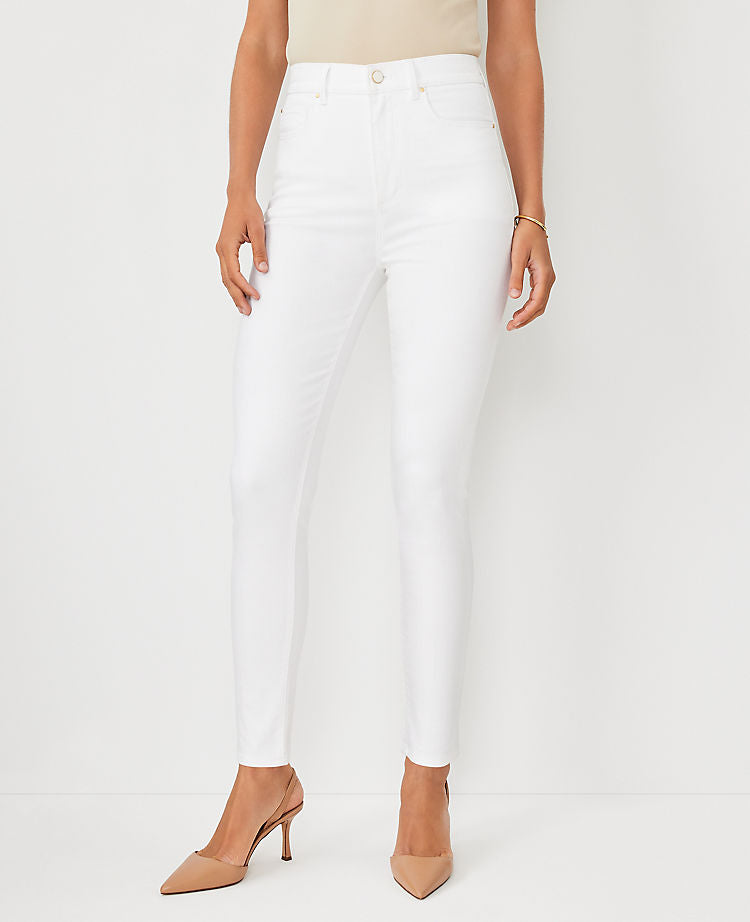 Jean super skinny taille très haute Sculpting de couleur blanche