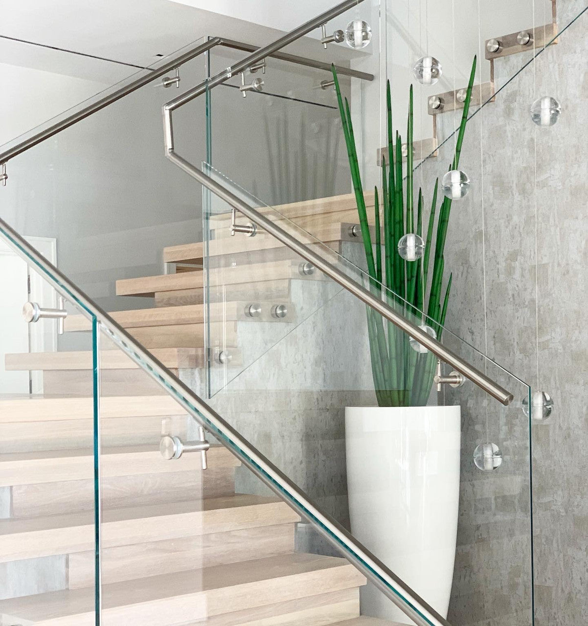 Snake grass (63″) with Dax XL planter in glossy white