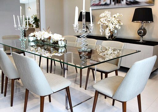 36″ Casa Moderna Glass Plate Planter with white Phalaenopsis orchids