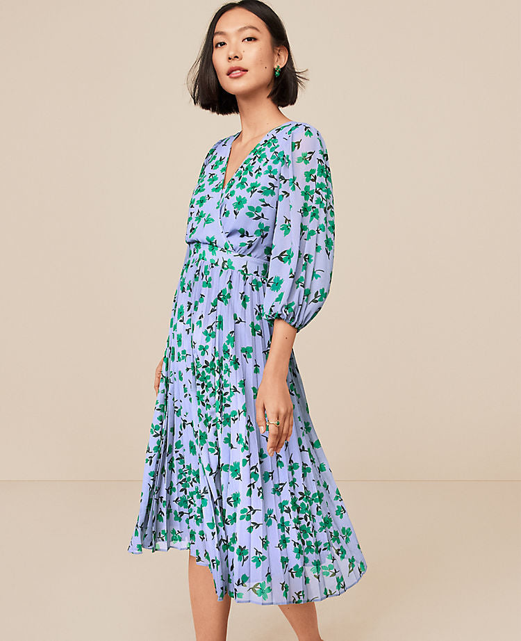 Floral Pleated Flare Dress