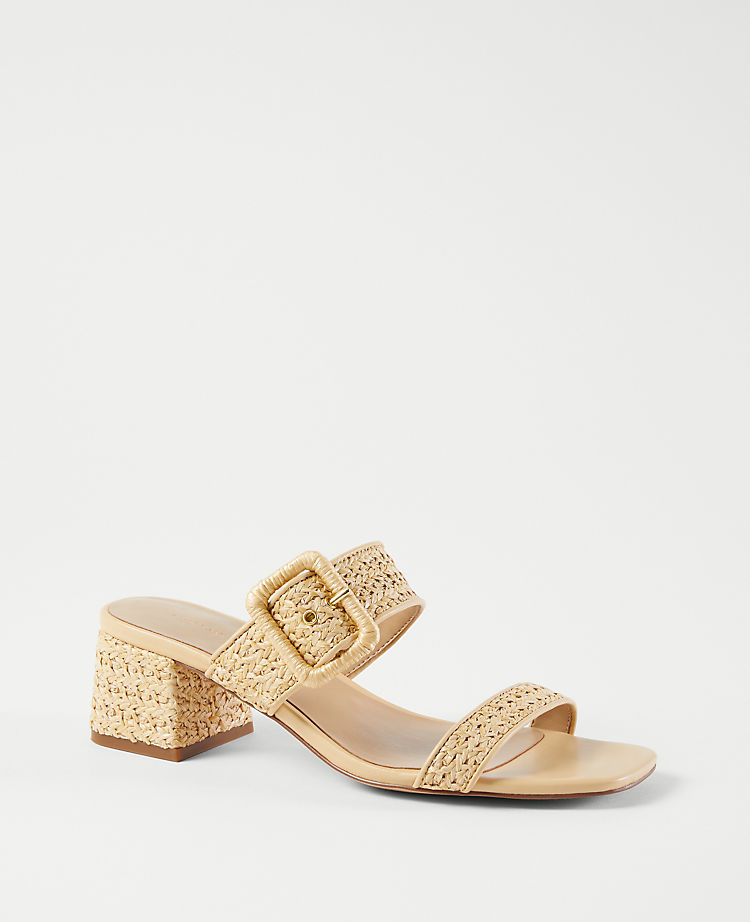 Sandales à deux brides et boucle en paille